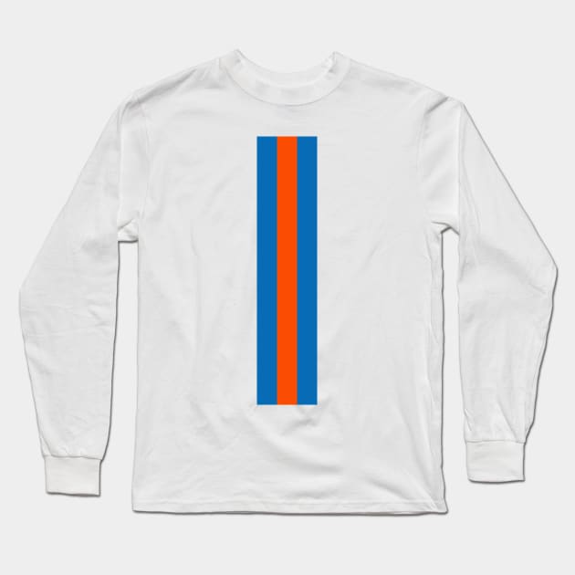 Retro American Basketball Stripes New York, White, Blue, Orange Long Sleeve T-Shirt by Culture-Factory